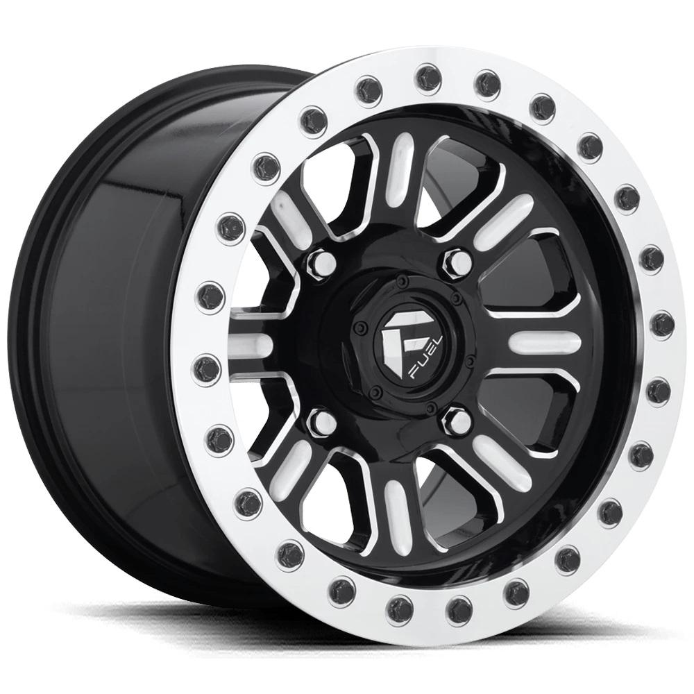 Fuel Off-Road Wheels D910 HARDLINE Gloss Black Milled 15 inch + OHTSU AT4000 SO - 215/75/15