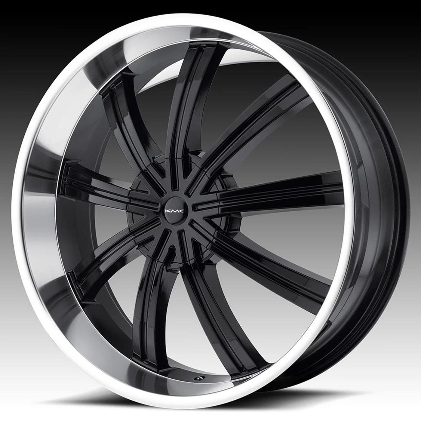 KMC KM672 Gloss Black Machined 22 inch